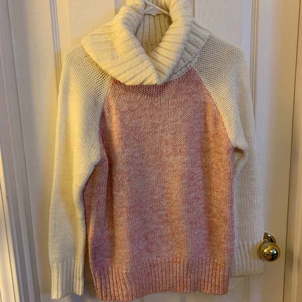 Pink and white chunky sweater